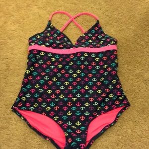 Youth swim suit with anchors